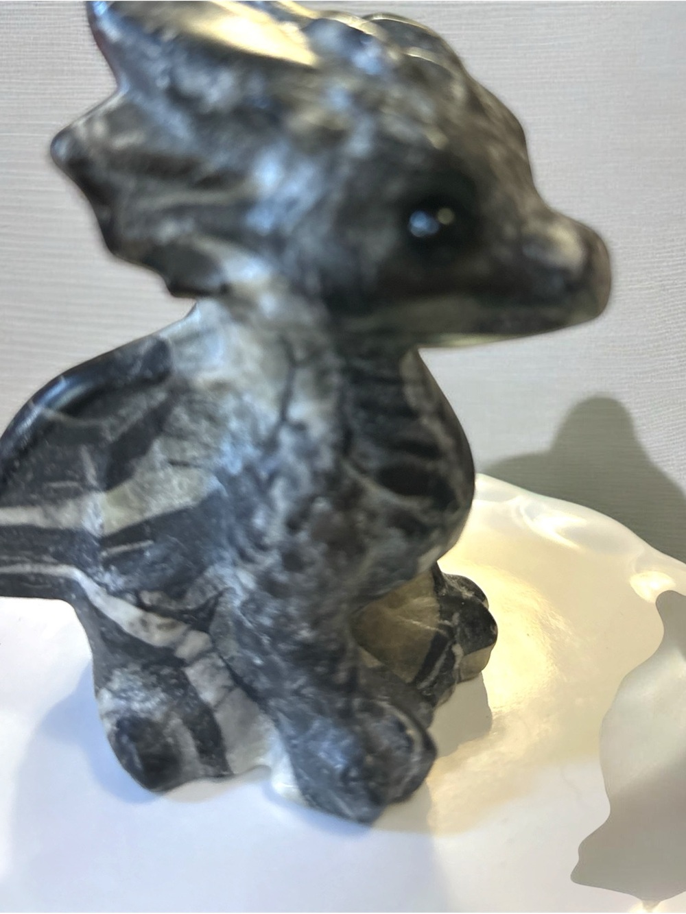 Larvikite Crystal Dragon Reptile Figurine Decorative Accent 3” X 2.5”